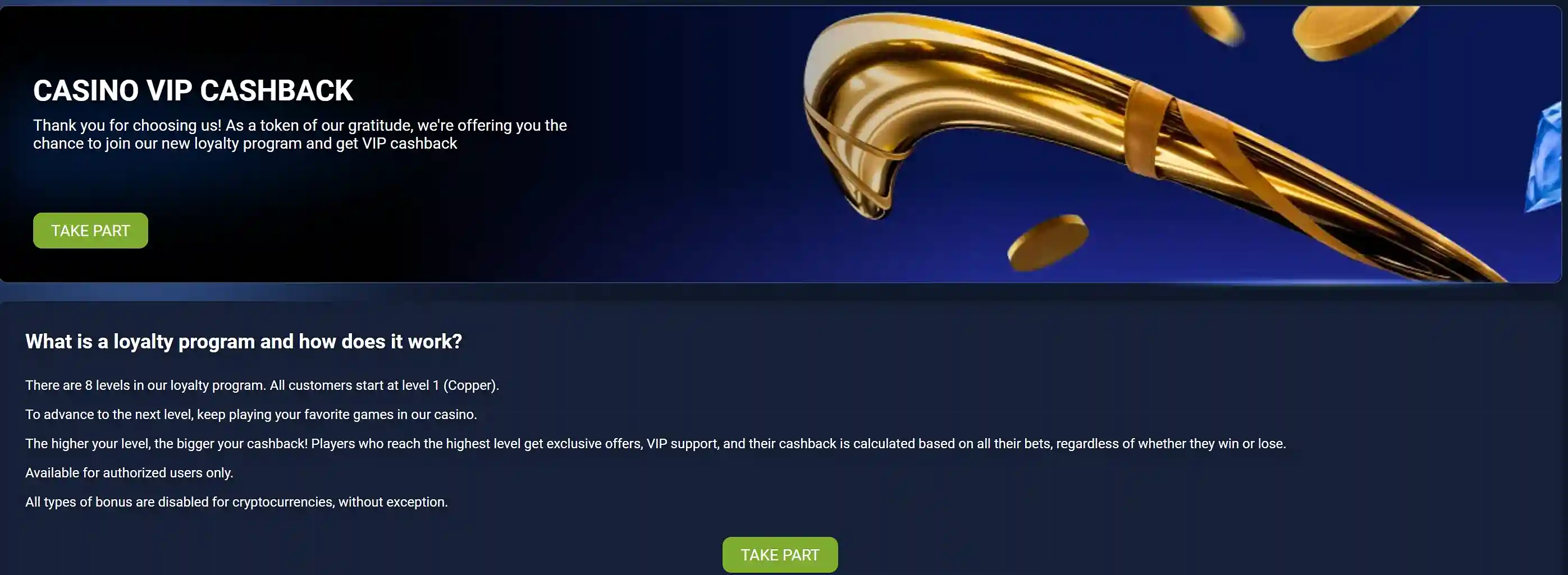 1xBet VIP cashback in casino