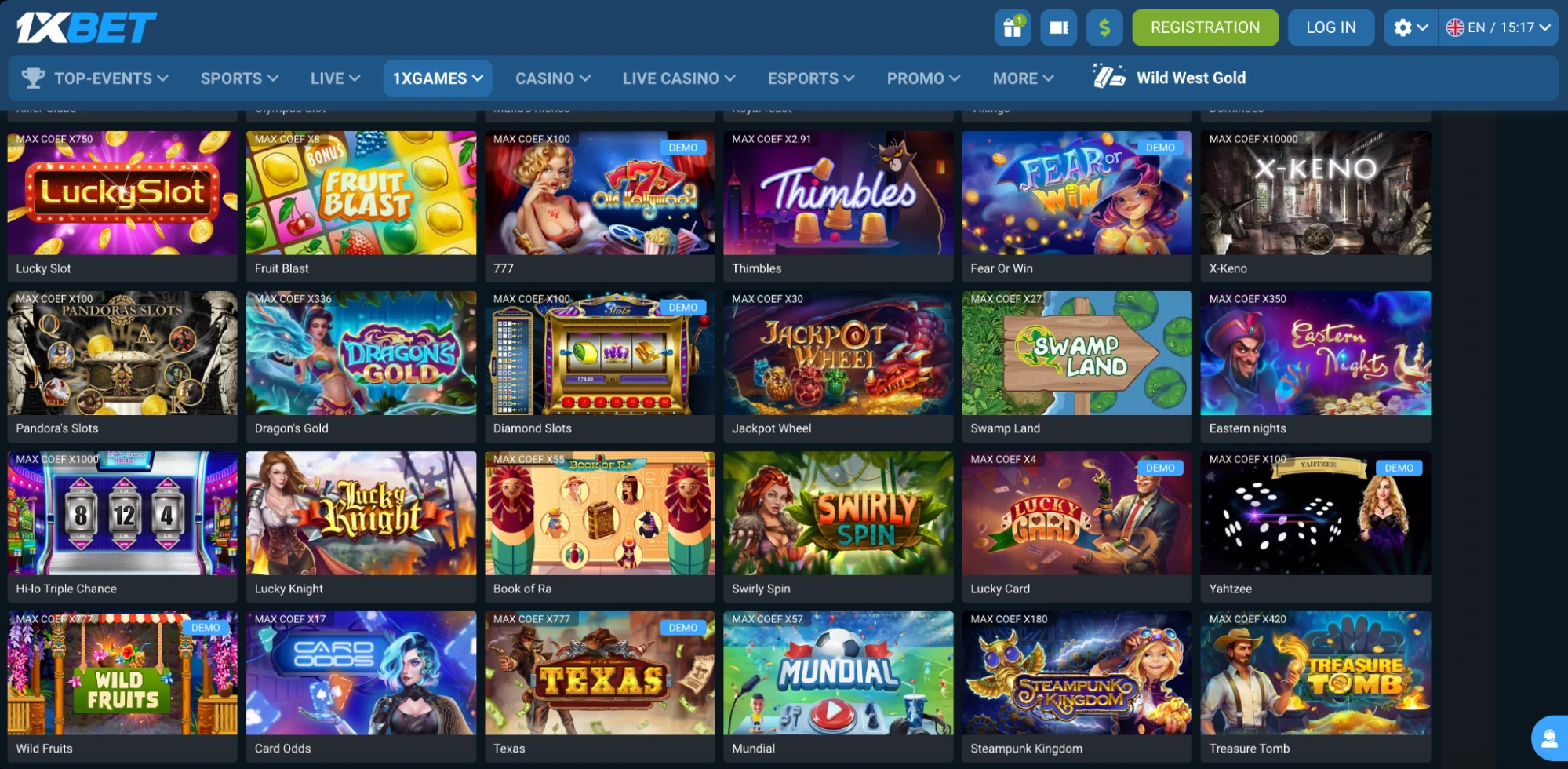 1xBet Casino Slots World